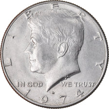 Coin, United States, Kennedy Half Dollar, Half Dollar, 1974, U.S. Mint, Denver