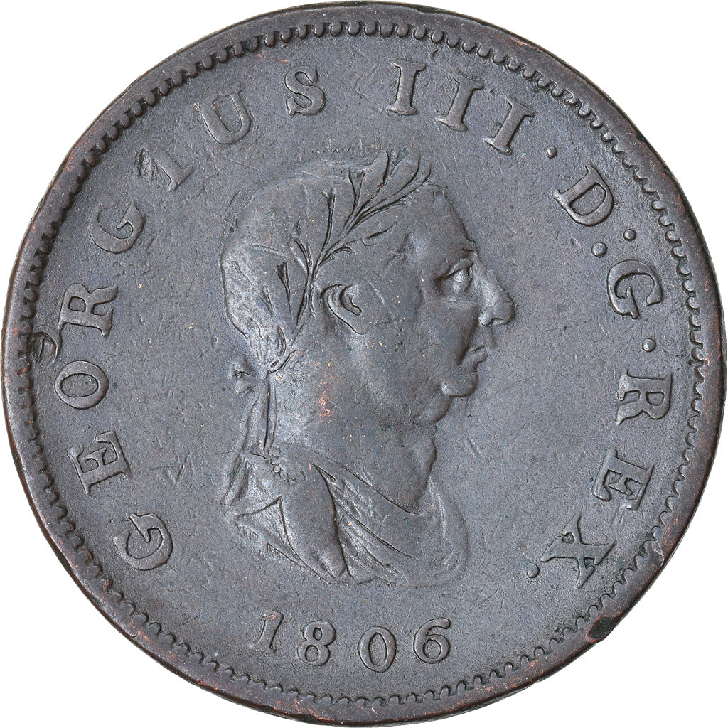 Coin, Great Britain, George III, 1/2 Penny, 1806, EF(40-45), Copper, KM:662