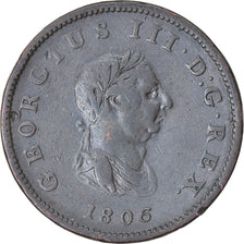 Coin, Great Britain, George III, 1/2 Penny, 1806, EF(40-45), Copper, KM:662
