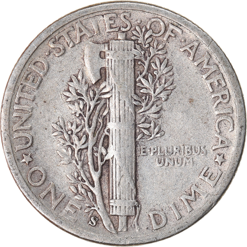 Coin, United States, Mercury Dime, Dime, 1943, U.S. Mint, San Francisco