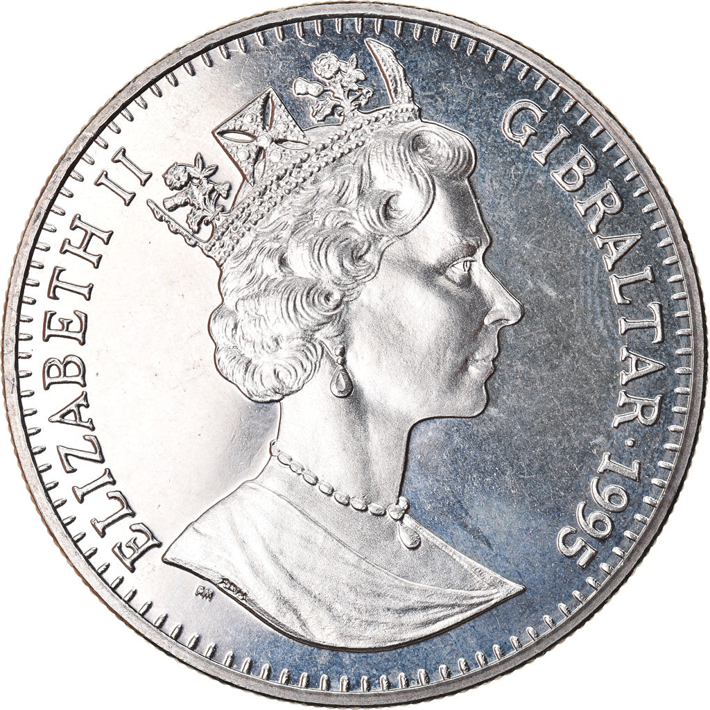 Coin, Gibraltar, Elizabeth II, Crown, 1995, MS(65-70), Silver, KM:302a
