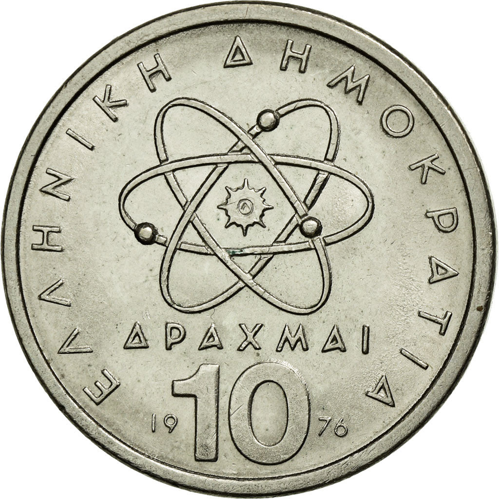 Coin, Greece, 10 Drachmai, 1976, MS(60-62), Copper-nickel, KM:119