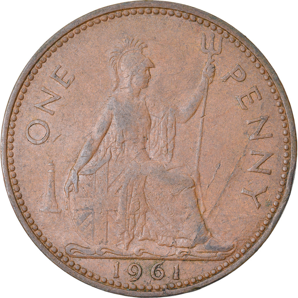 Monnaie, Grande-Bretagne, Elizabeth II, Penny, 1961, TTB, Bronze, KM:897