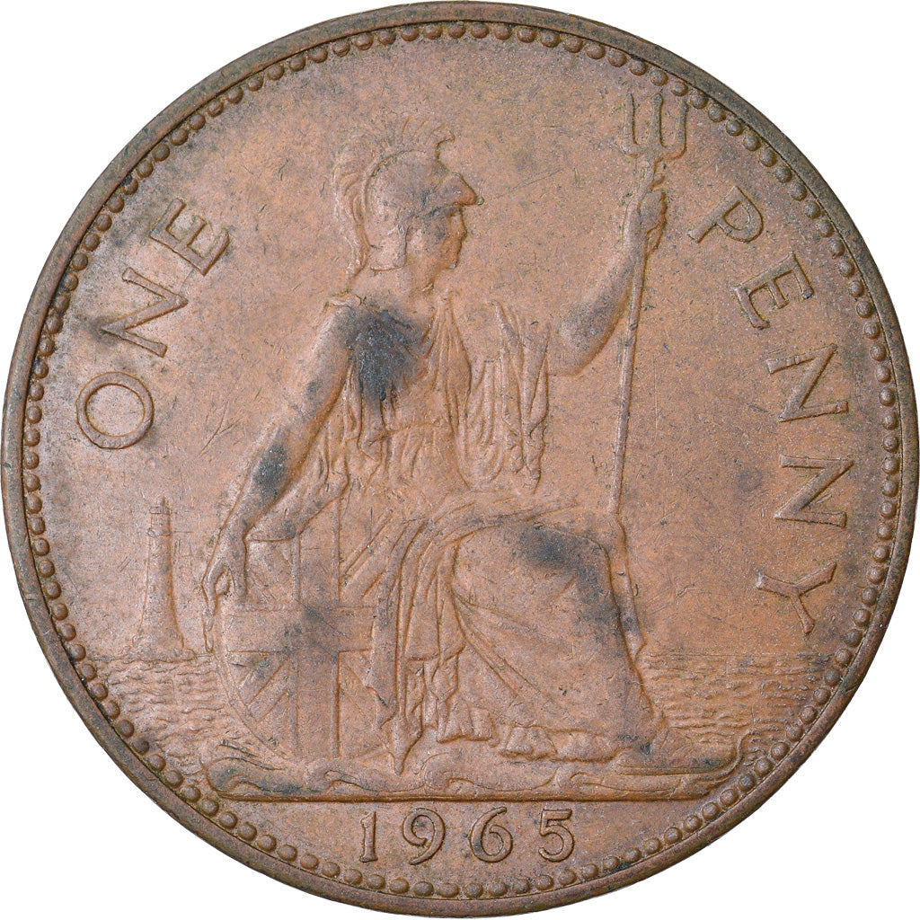 Monnaie, Grande-Bretagne, Elizabeth II, Penny, 1965, TB+, Bronze, KM:897