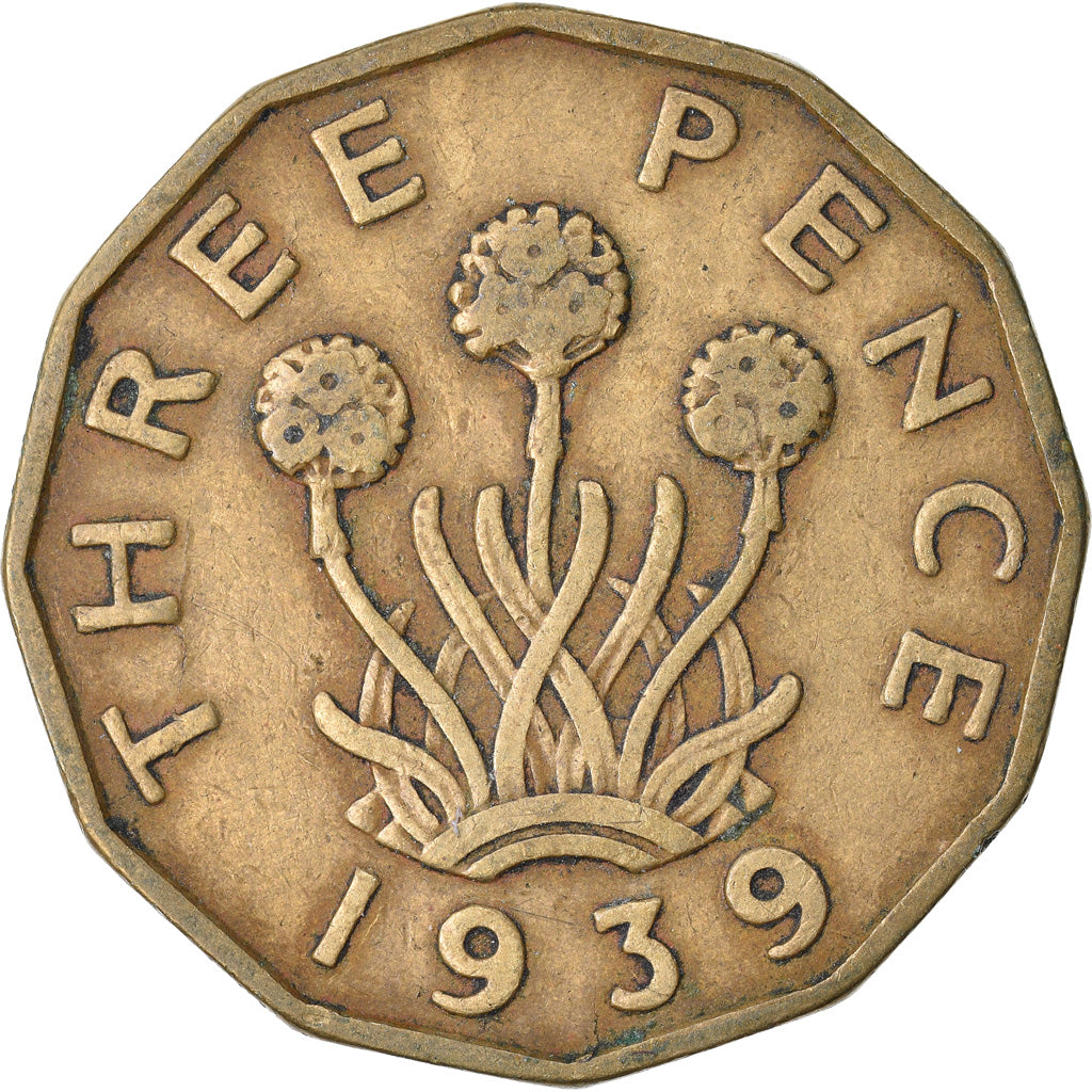 Coin, Great Britain, George VI, 3 Pence, 1939, EF(40-45), Nickel-brass, KM:849