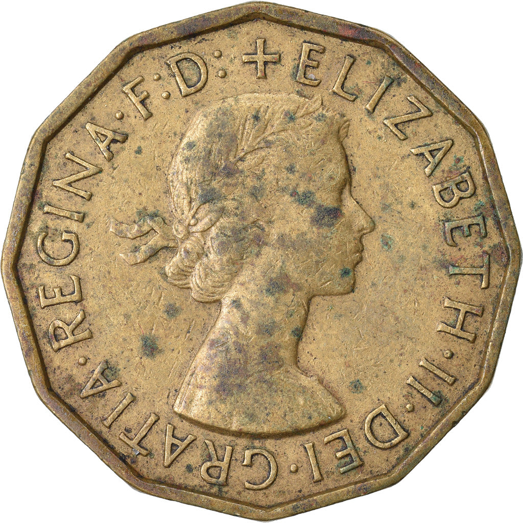 Monnaie, Grande-Bretagne, Elizabeth II, 3 Pence, 1959, TB, Nickel-brass, KM:900