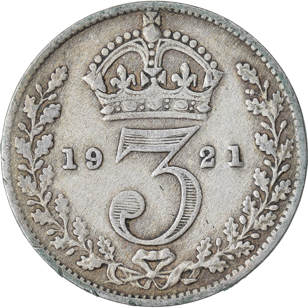 Moneta, Gran Bretagna, George V, 3 Pence, 1921, BB, Argento, KM:813a
