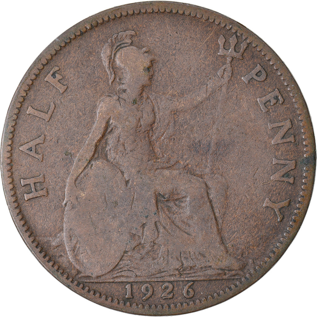 Moneda, Gran Bretaña, George V, 1/2 Penny, 1926, BC+, Bronce, KM:824