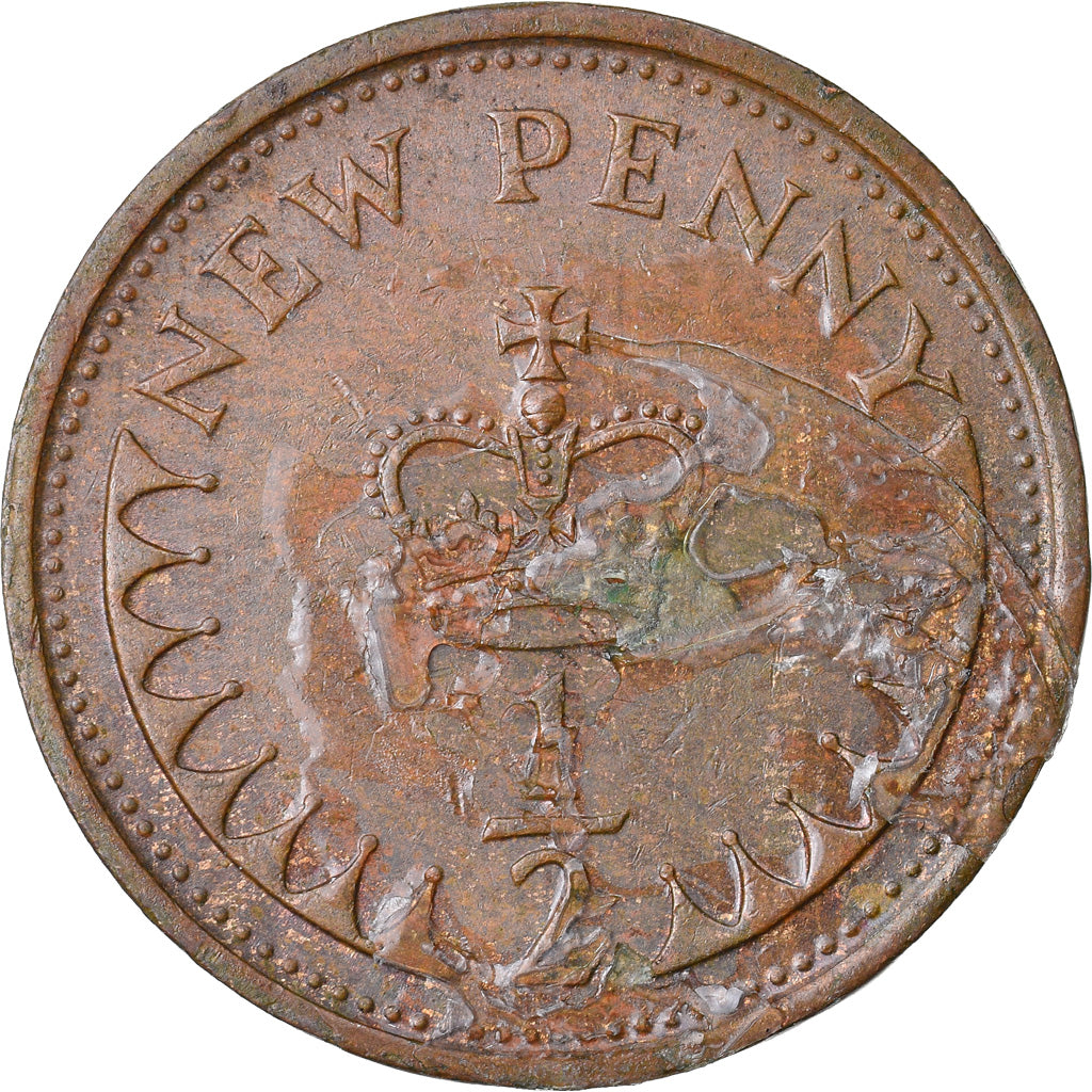 Coin, Great Britain, Elizabeth II, 1/2 New Penny, 1977, VF(20-25), Bronze