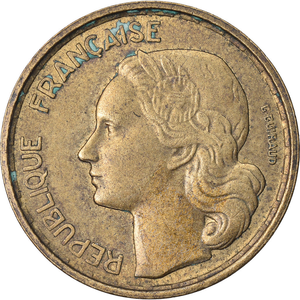 Moeda, França, Guiraud, 10 Francs, 1954, Beaumont - Le Roger, EF(40-45)
