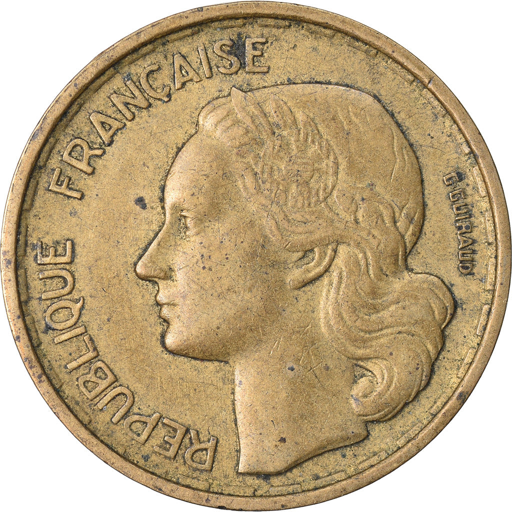 Moneta, Francja, Guiraud, 10 Francs, 1958, Paris, VF(20-25), Aluminium-Brąz