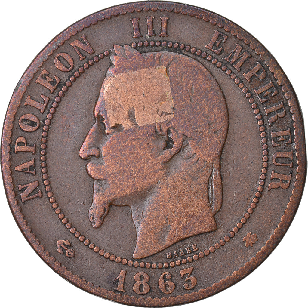 Münze, Frankreich, Napoleon III, Napoléon III, 10 Centimes, 1863, Paris, S+