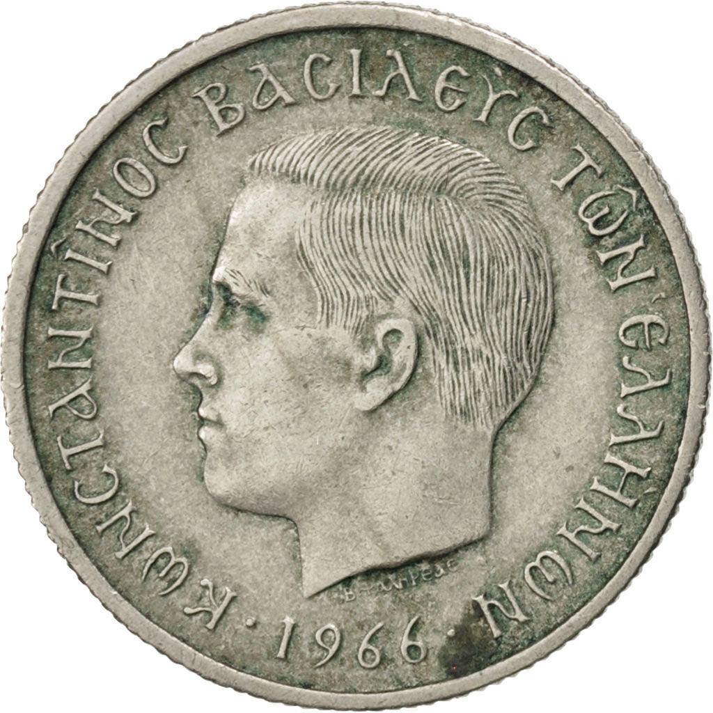 GREECE, 50 Lepta, 1966, KM #80, AU(50-53), Copper-Nickel, 18, 2.30