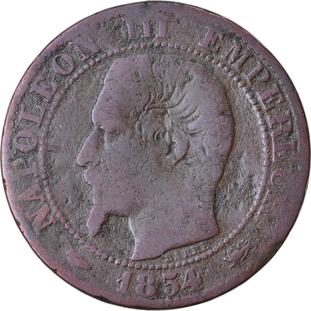 Moneta, Francja, Napoleon III, Napoléon III, 5 Centimes, 1854, Lyon, VF(20-25)