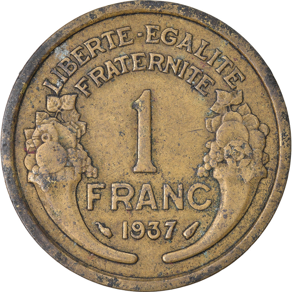 Moeda, França, Morlon, 2 Francs, 1937, Paris, EF(40-45), Alumínio-Bronze