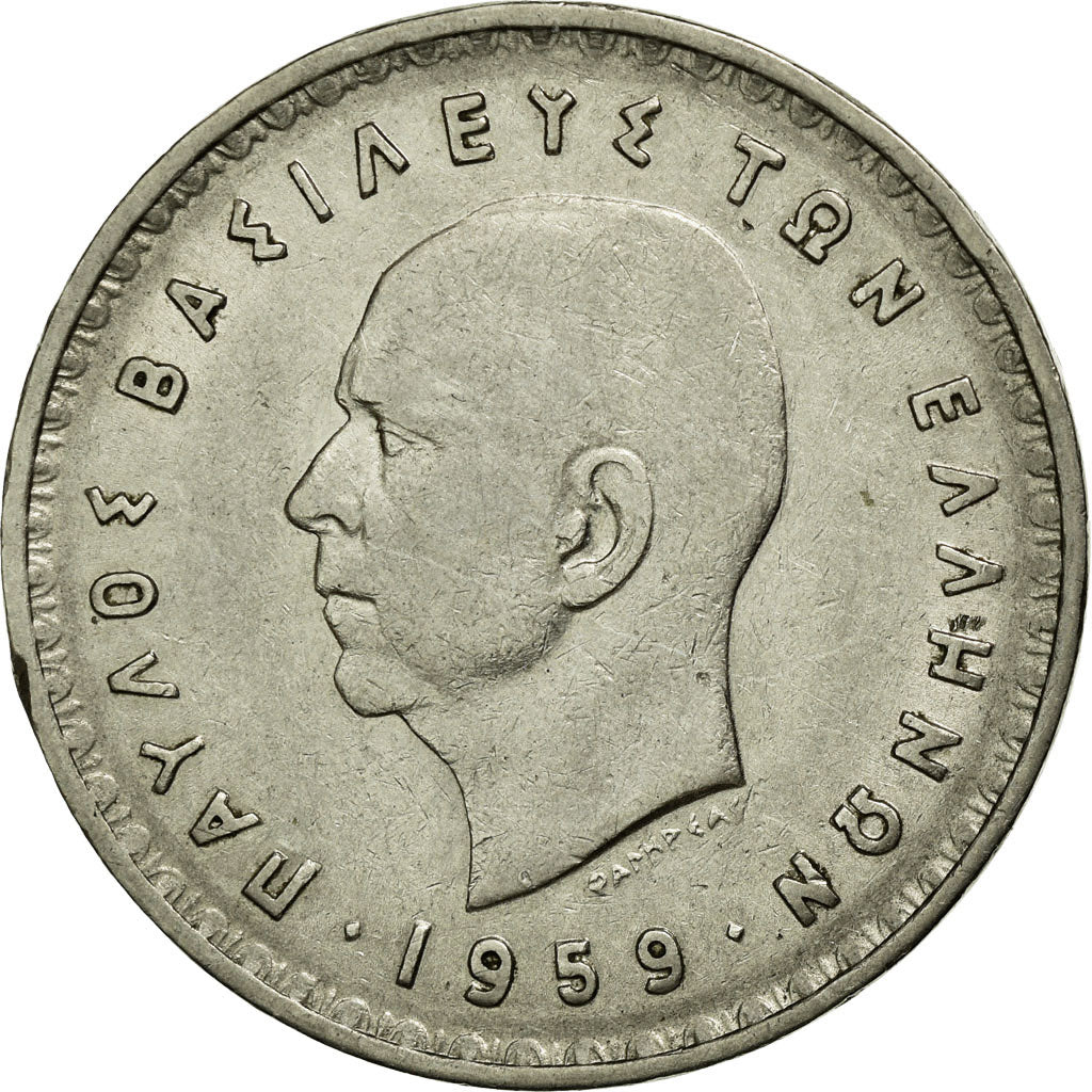 Monnaie, Grèce, Paul I, 10 Drachmai, 1959, TTB+, Nickel, KM:84