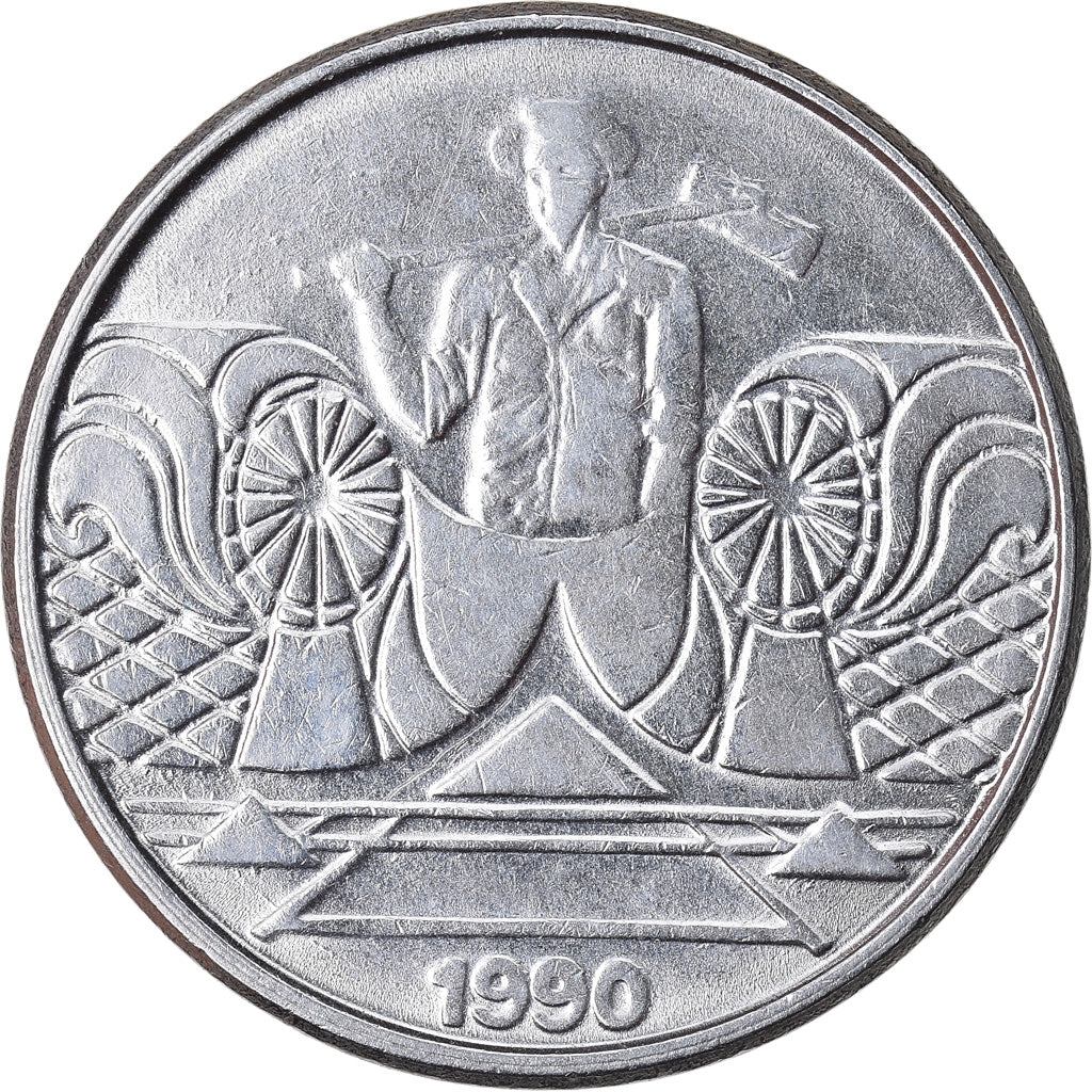 Coin, Brazil, 5 Cruzeiros, 1990, EF(40-45), Stainless Steel, KM:618.1