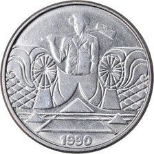 Coin, Brazil, 5 Cruzeiros, 1990, EF(40-45), Stainless Steel, KM:618.1