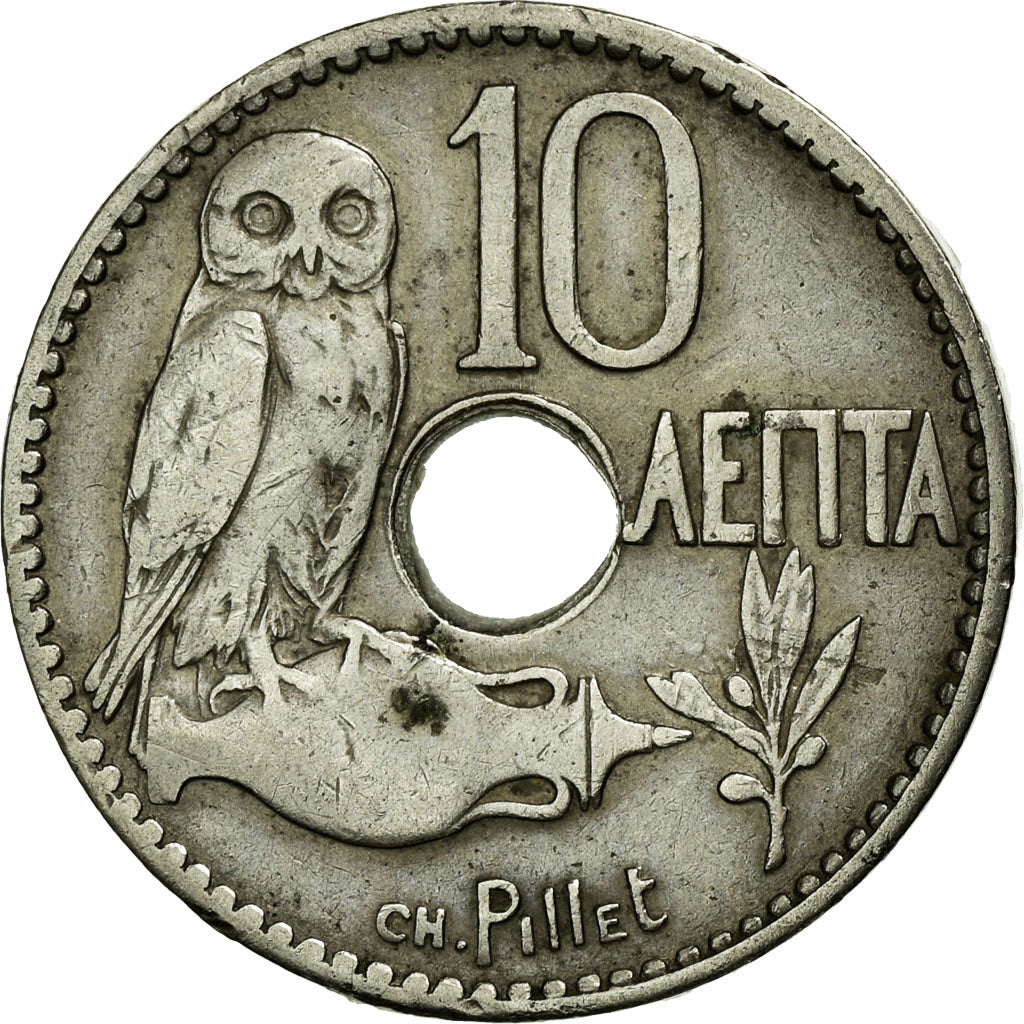 Coin, Greece, George I, 10 Lepta, 1912, AU(50-53), Nickel, KM:63