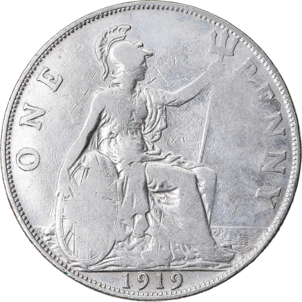 Coin, Great Britain, George V, Penny, 1919, EF(40-45), Silver, KM:811