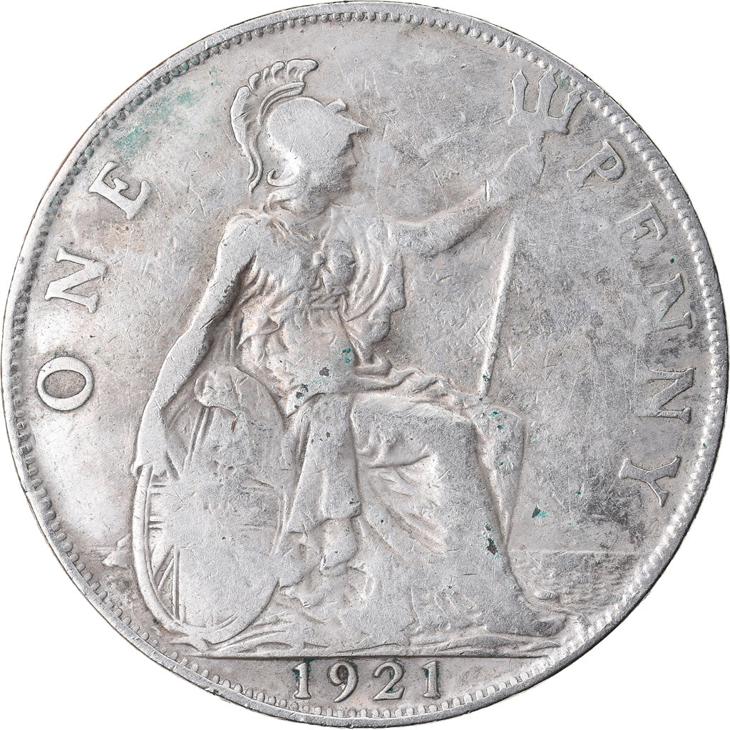 Coin, Great Britain, George V, Penny, 1921, VF(30-35), Silver, KM:811a