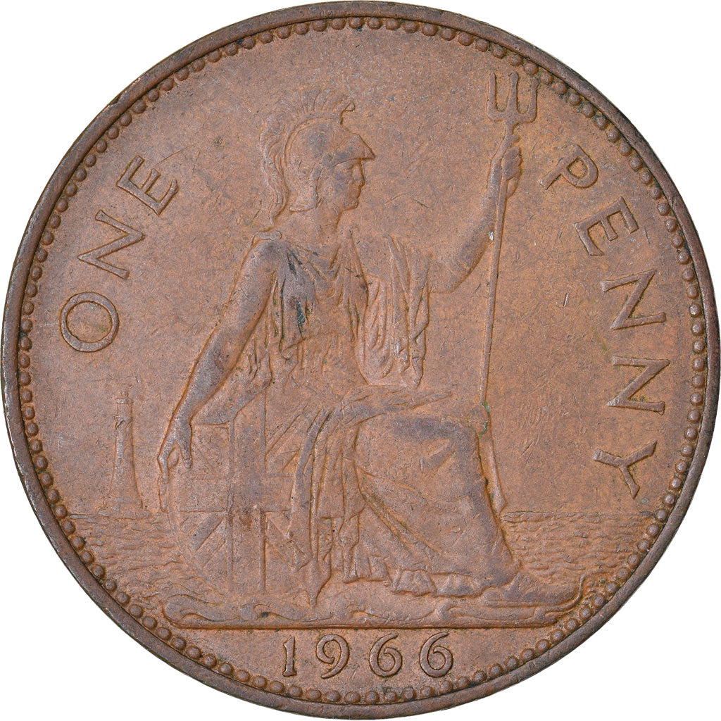 Moeda, Grã-Bretanha, Elizabeth II, Penny, 1966, VF(30-35), Bronze, KM:897