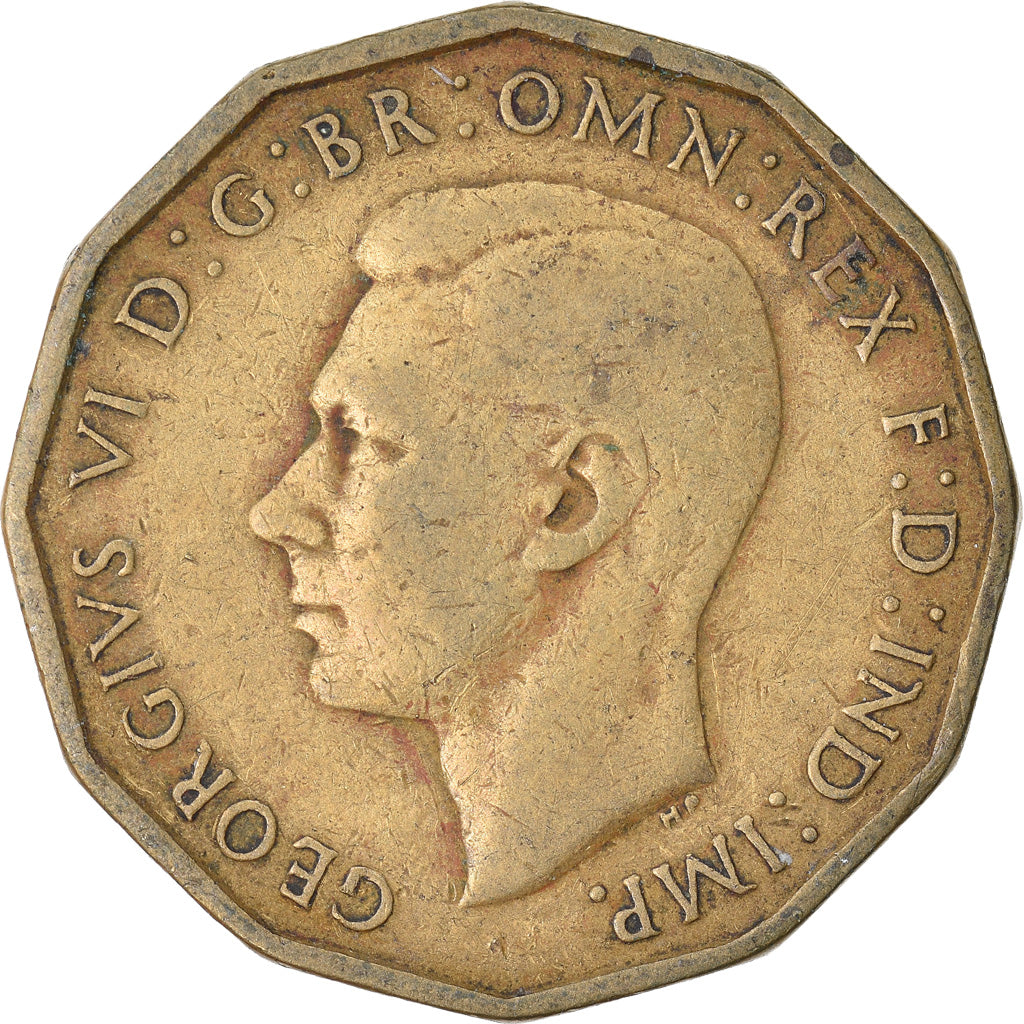 Münze, Großbritannien, George VI, 3 Pence, 1938, S+, Nickel-brass, KM:849