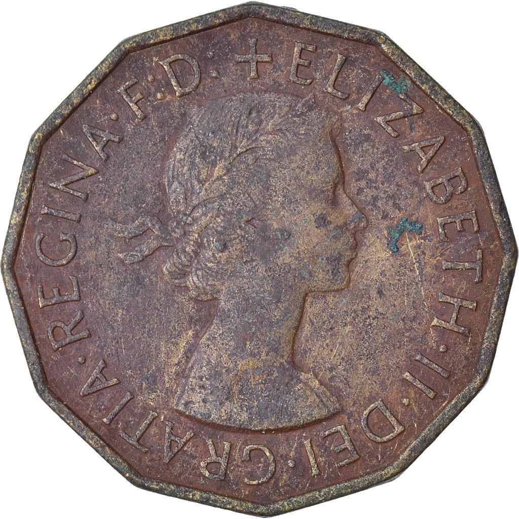 Munten, Groot Bretagne, Elizabeth II, 3 Pence, 1955, FR, Nickel-brass, KM:900