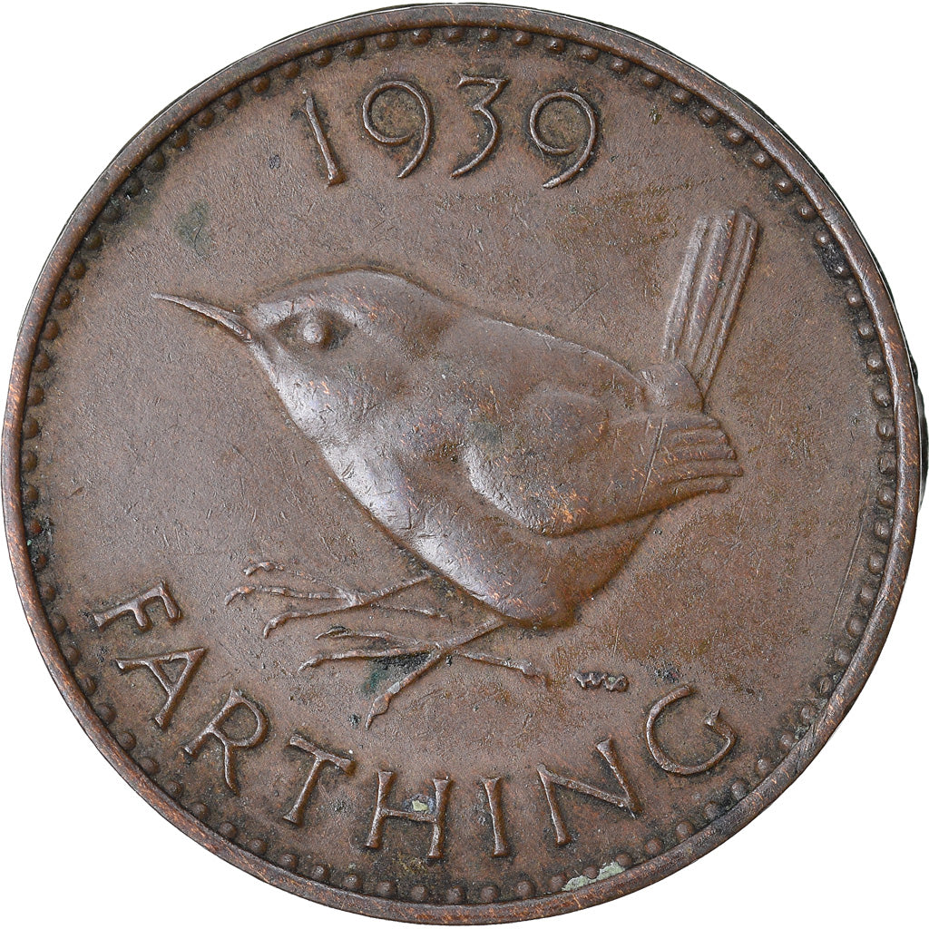 Coin, Great Britain, George VI, Farthing, 1939, VF(30-35), Bronze, KM:843