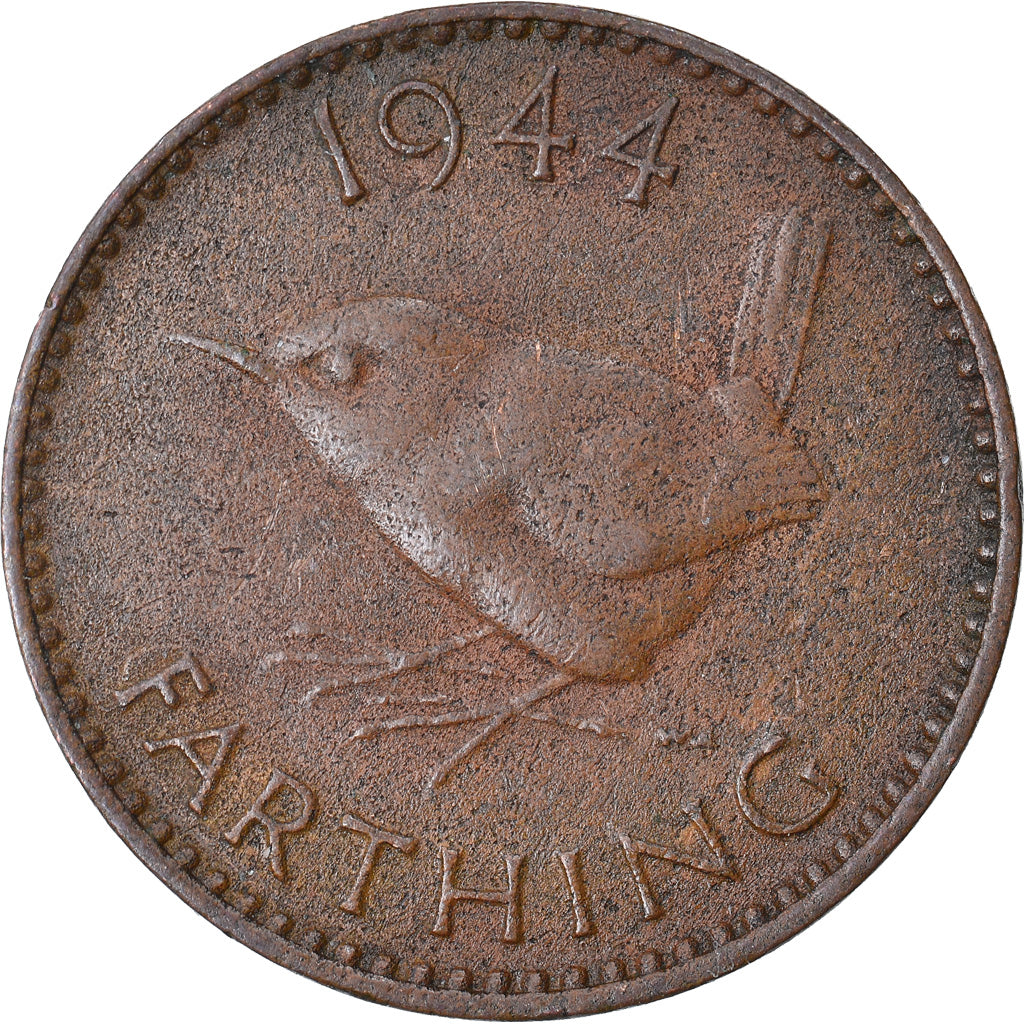 Moeda, Grã-Bretanha, George VI, Farthing, 1944, VF(30-35), Bronze, KM:843