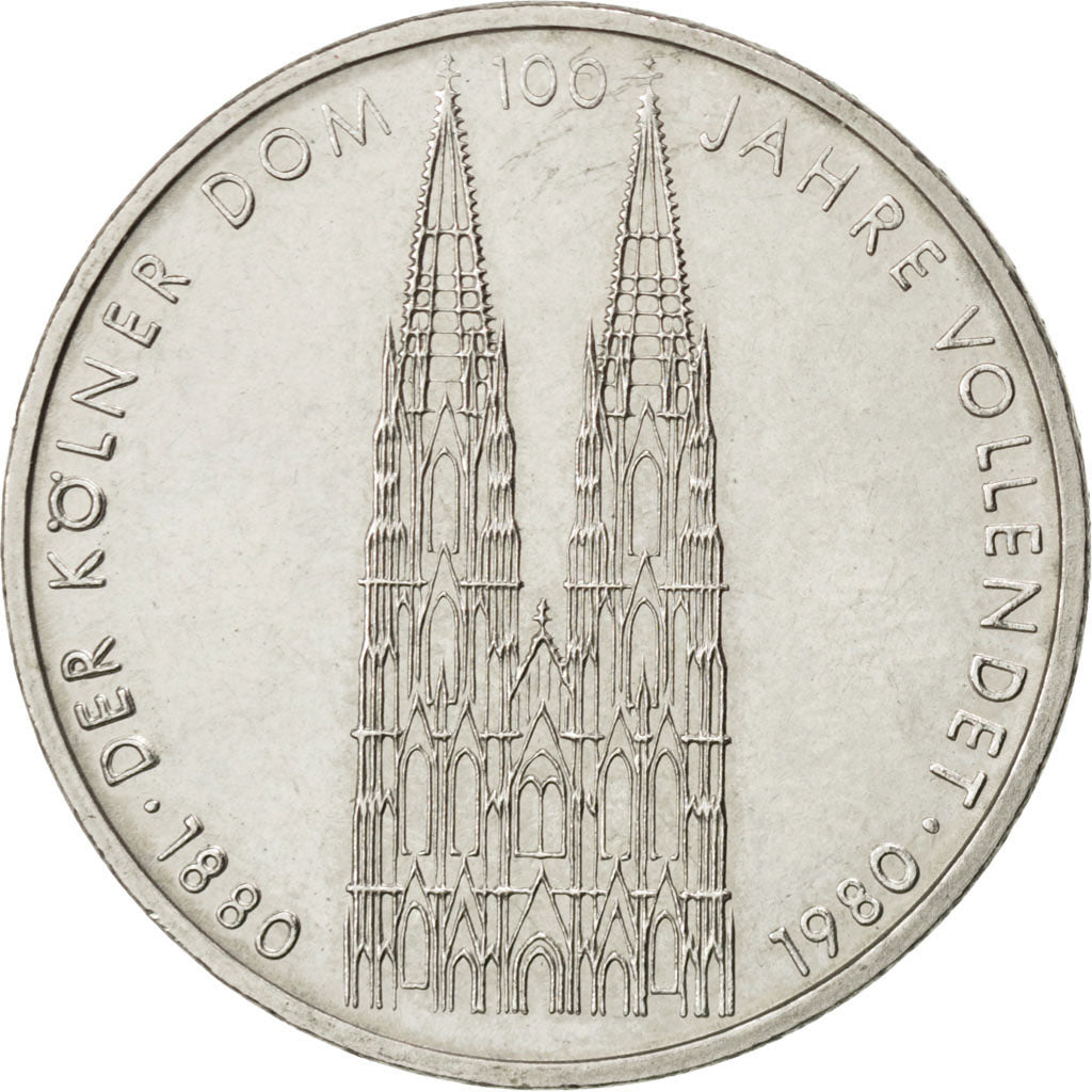 GERMANY - FEDERAL REPUBLIC, 5 Mark, 1980, Stuttgart, KM #153, AU(55-58),...