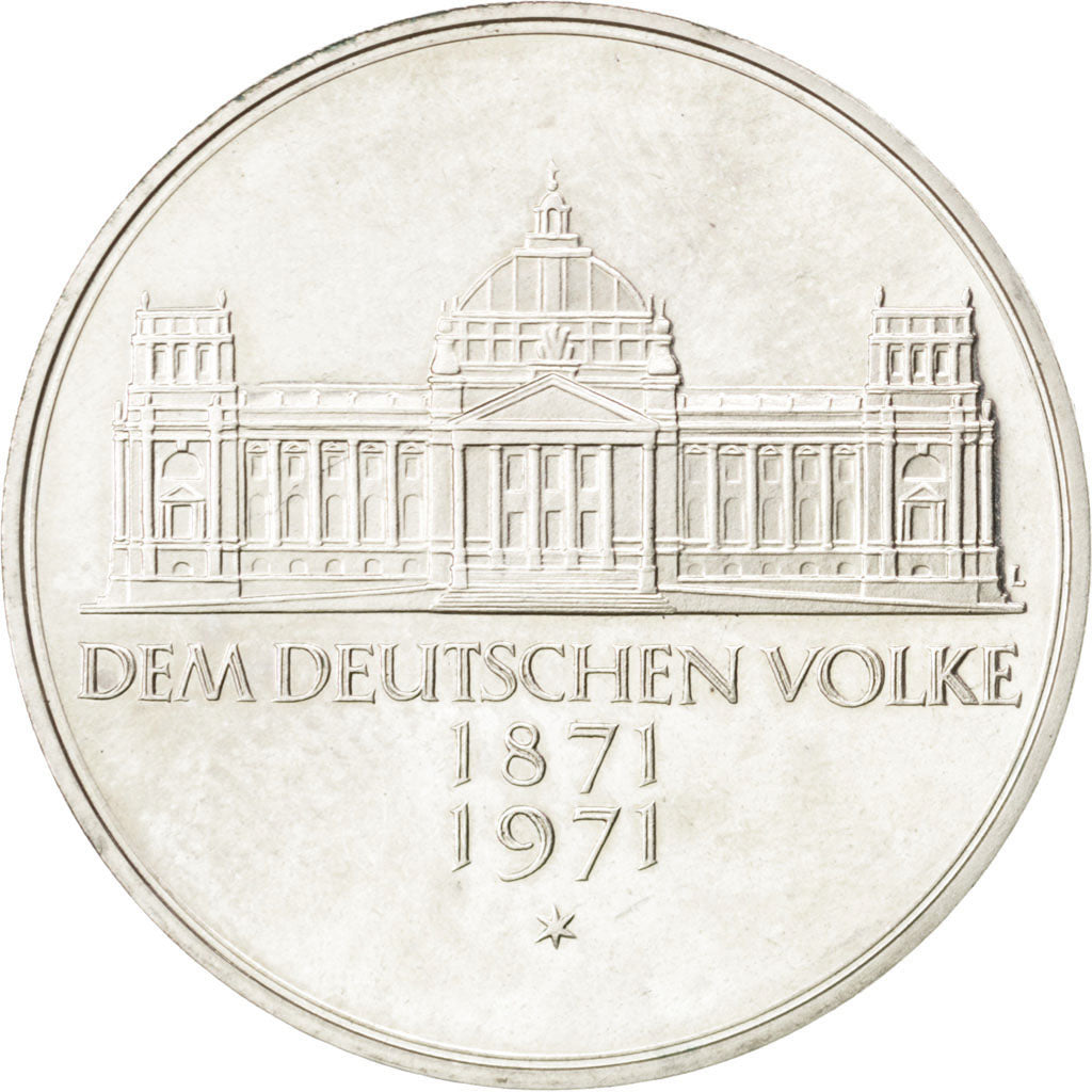GERMANIA - REPUBBLICA FEDERALE, 5 Mark, 1971, Karlsruhe, Germany, SPL-, Argen...