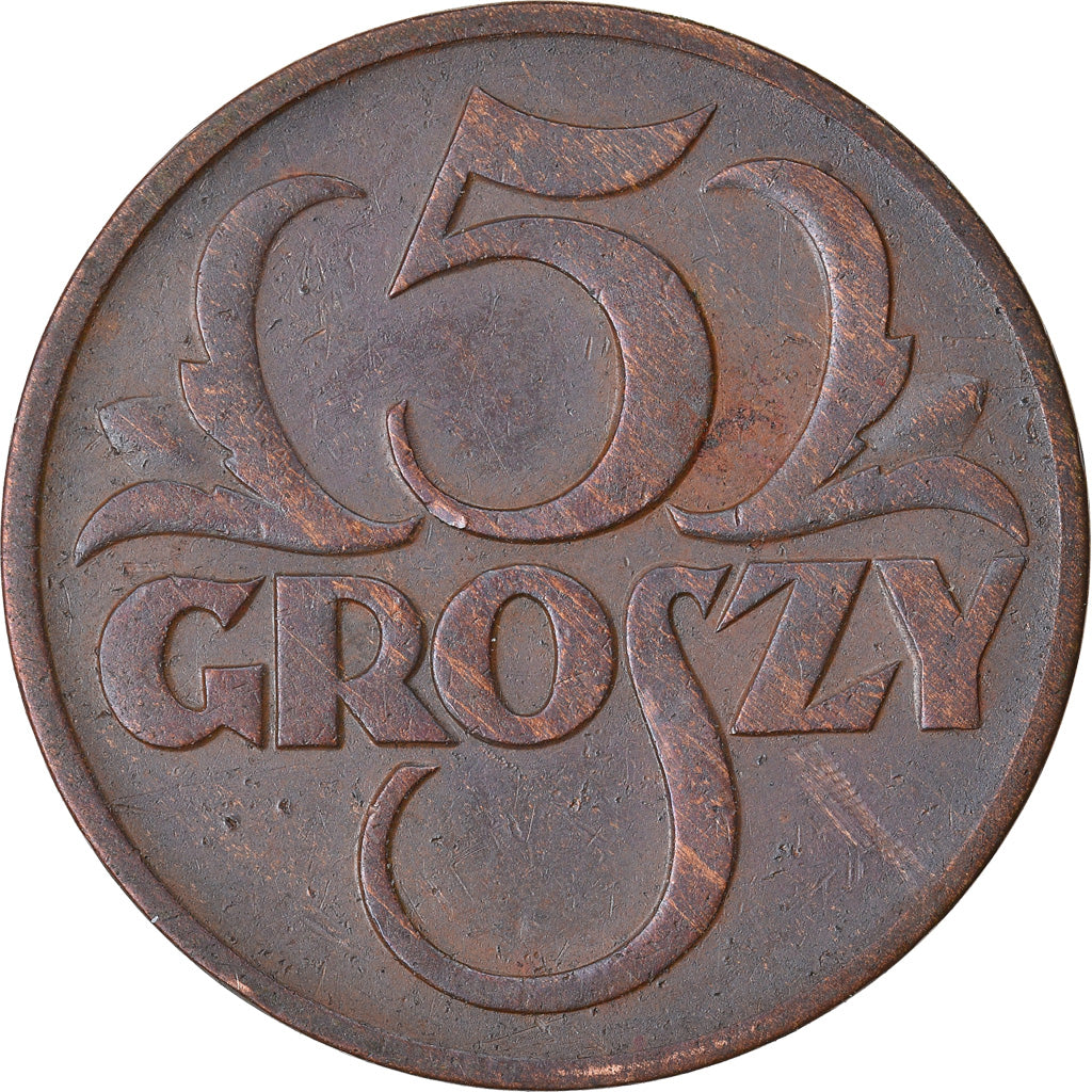 Coin, Poland, 5 Groszy, 1938, Warsaw, EF(40-45), Bronze, KM:10a