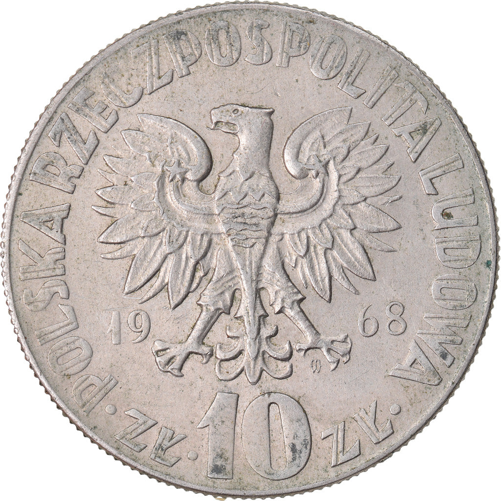 Coin, Poland, 10 Zlotych, 1968, Warsaw, EF(40-45), Copper-nickel, KM:51a