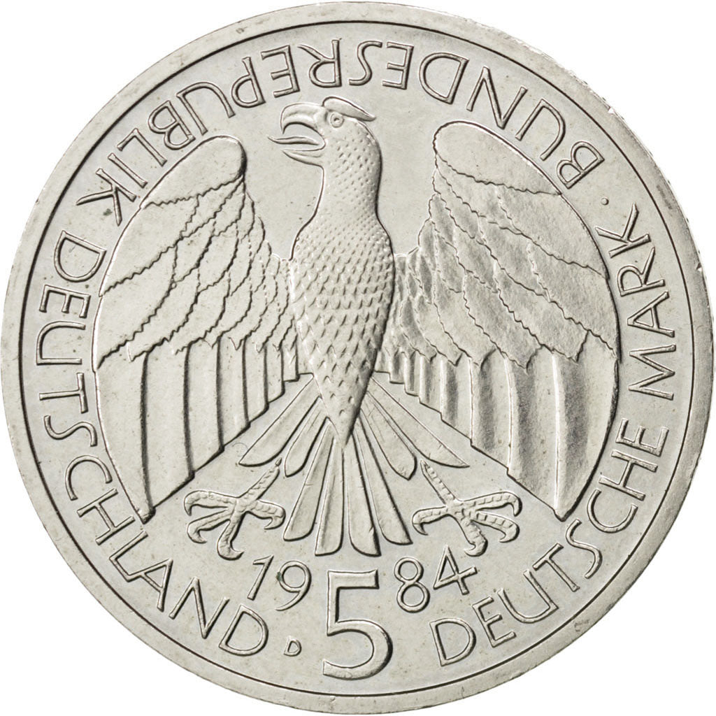 GERMANY - FEDERAL REPUBLIC, 5 Mark, 1984, Munich, KM #160, AU(55-58),...