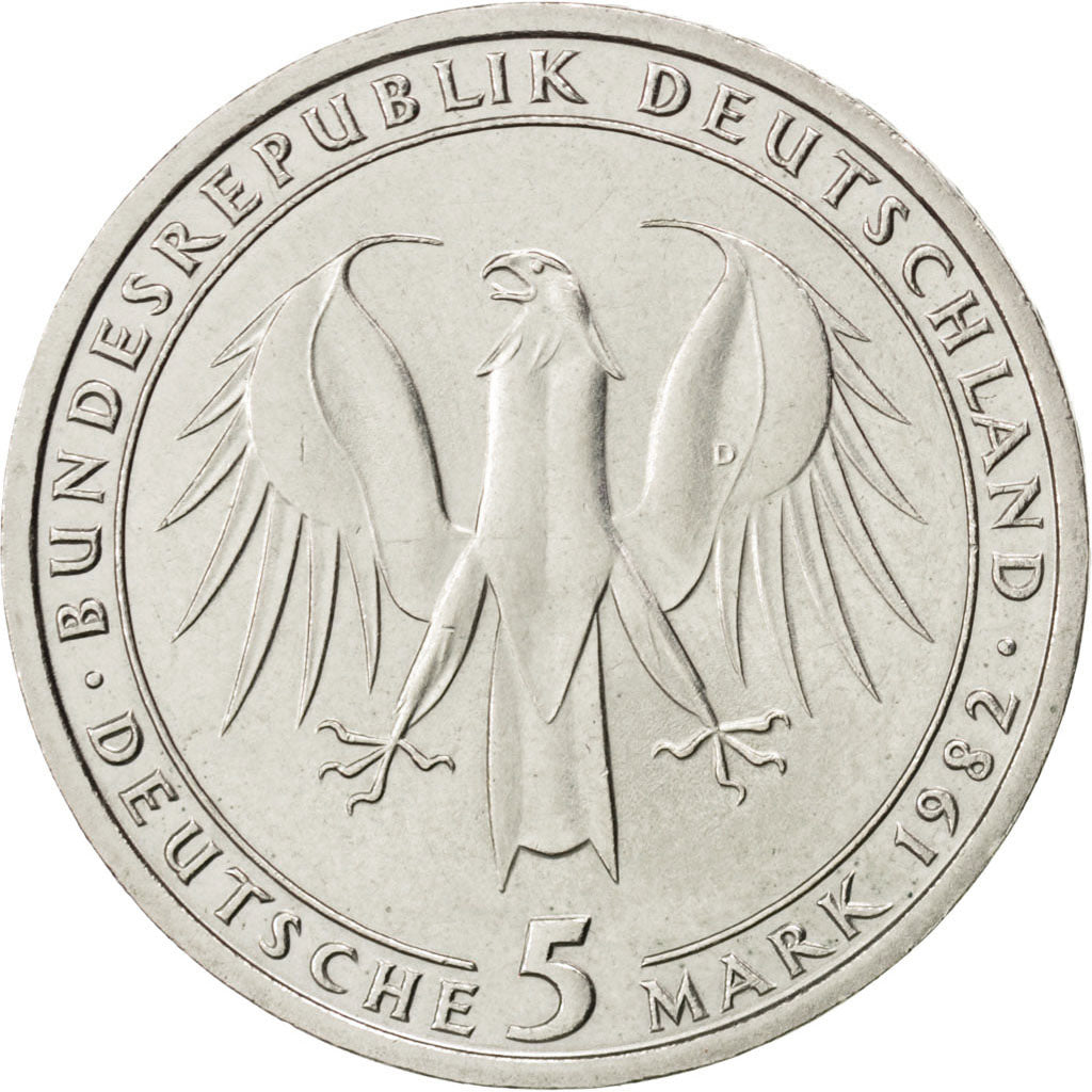 GERMANY - FEDERAL REPUBLIC, 5 Mark, 1982, Munich, KM #156, AU(55-58),...