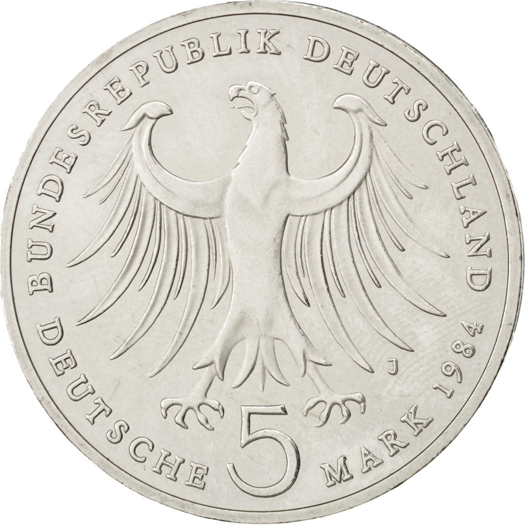 GERMANY - FEDERAL REPUBLIC, 5 Mark, 1984, Hamburg, KM #161, AU(55-58),...