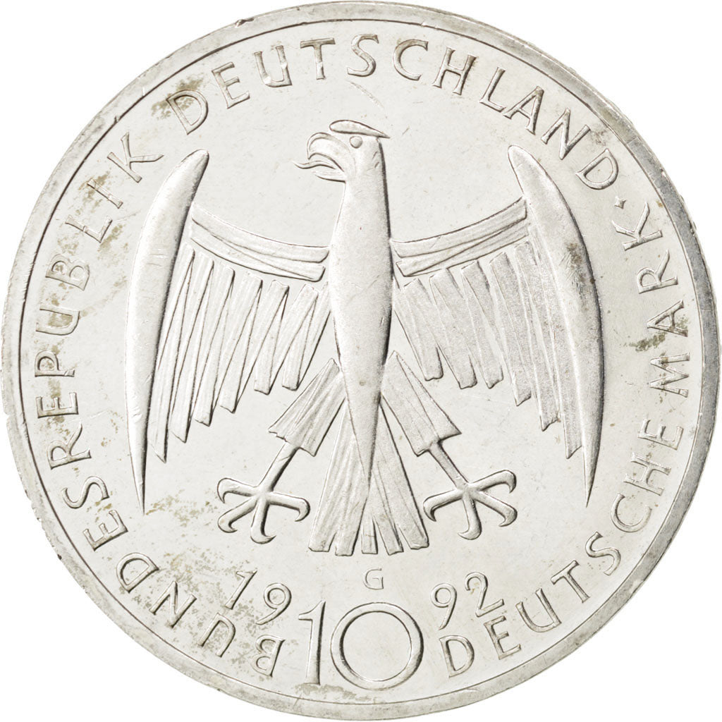 Allemagne, République Fédérale, 10 Mark 1992 G, KM 178