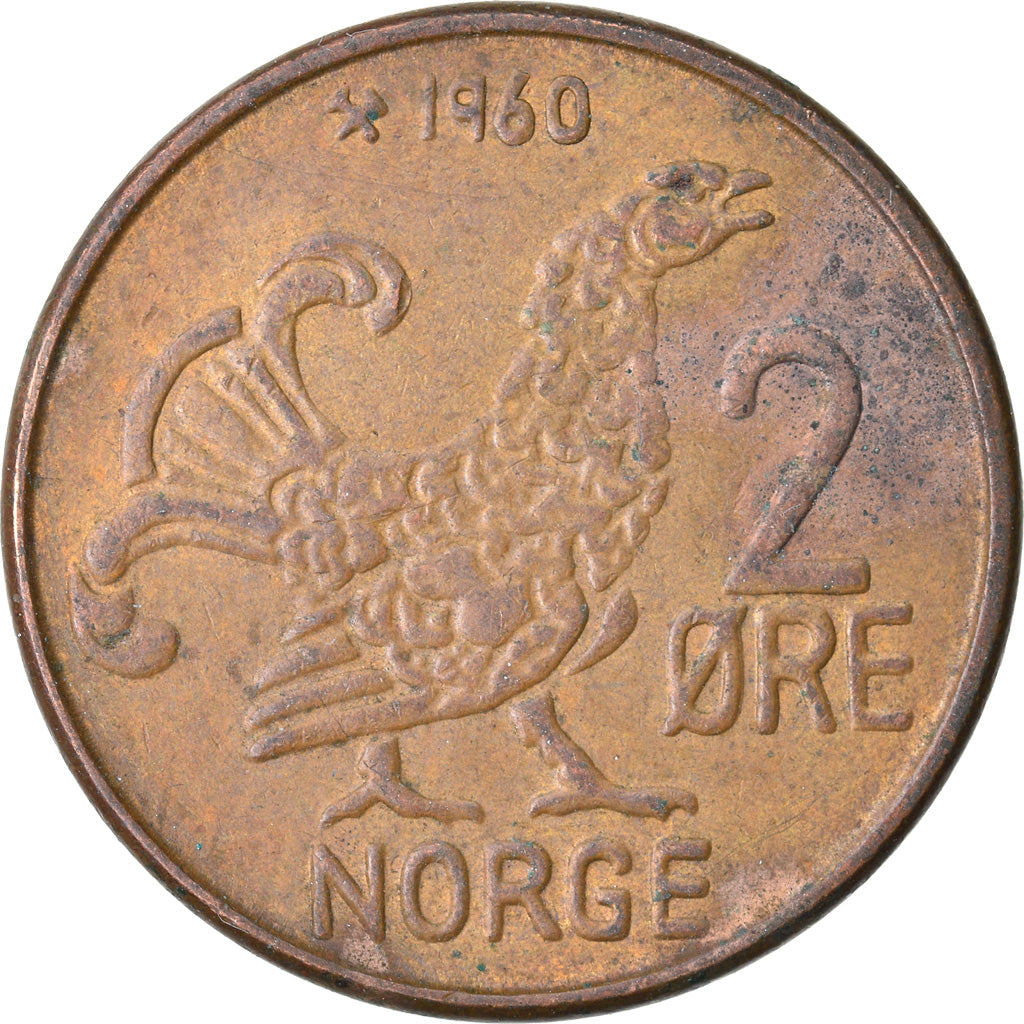 Moneta, Norvegia, Olav V, 2 Öre, 1960, BB, Bronzo, KM:410