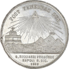 Vaticano, medaglia, Le Pape Pie IX à Naples, Religions & beliefs, 1869, BB+