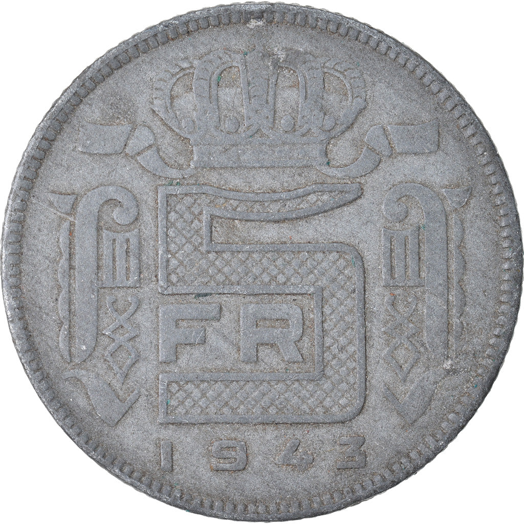 Munten, België, 5 Francs, 5 Frank, 1943, FR+, Zinc, KM:129.1