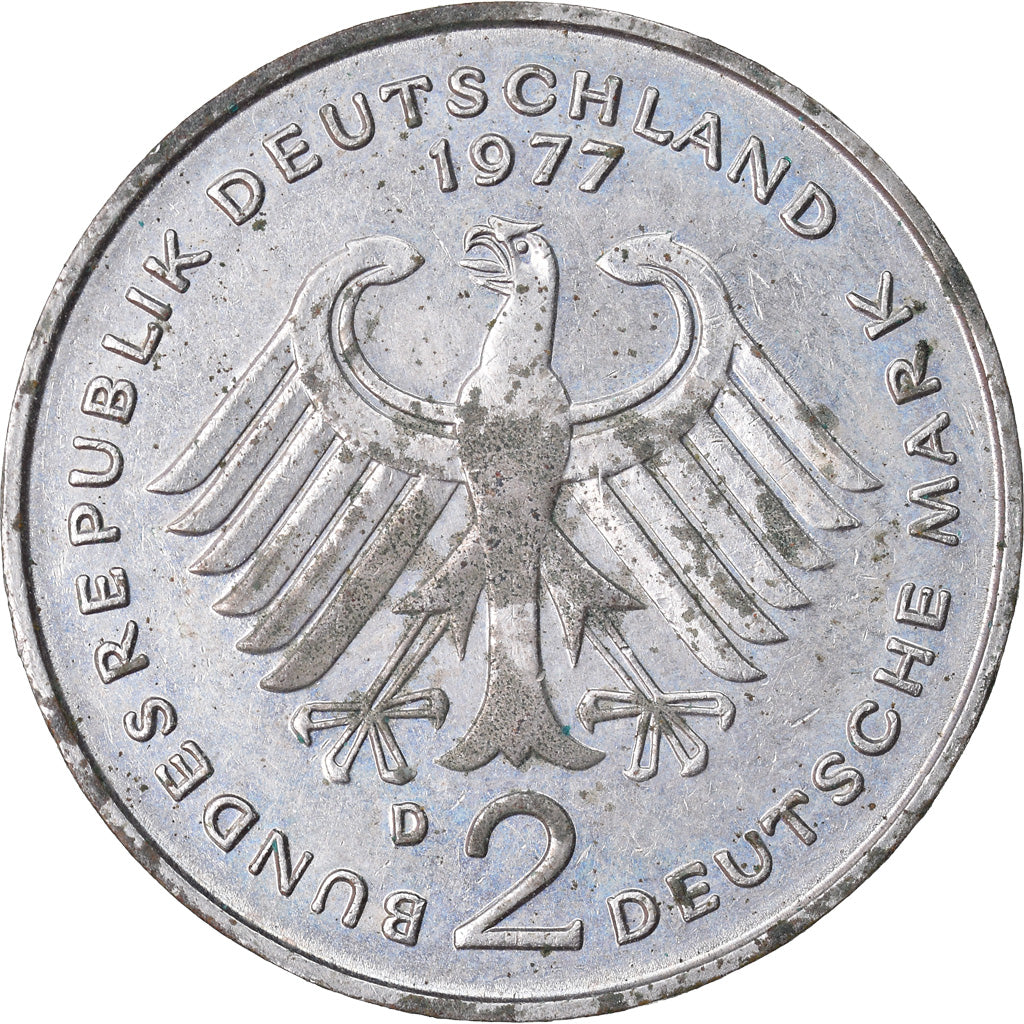 Munten, Federale Duitse Republiek, 2 Mark, 1977, Munich, FR+, Copper-Nickel Clad