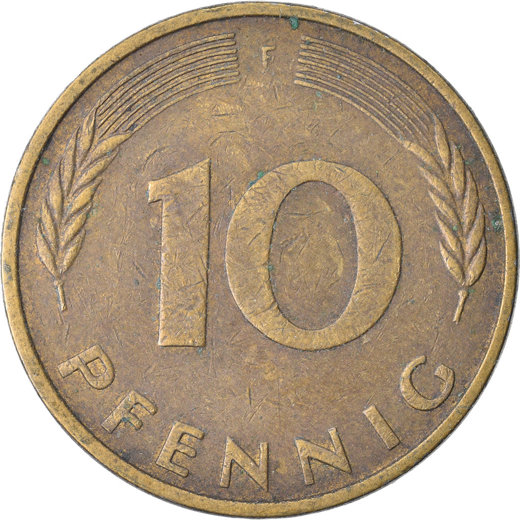 Moneta, Niemcy - RFN, 10 Pfennig, 1981, Stuttgart, VF(30-35), Mosiądz powlekany