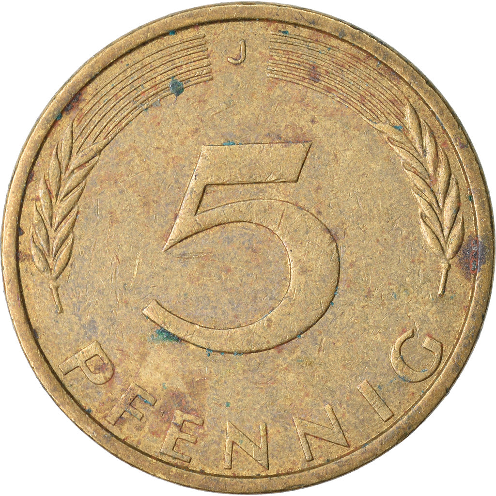 Moneta, Niemcy - RFN, 5 Pfennig, 1972, Hambourg, VF(30-35), Mosiądz powlekany