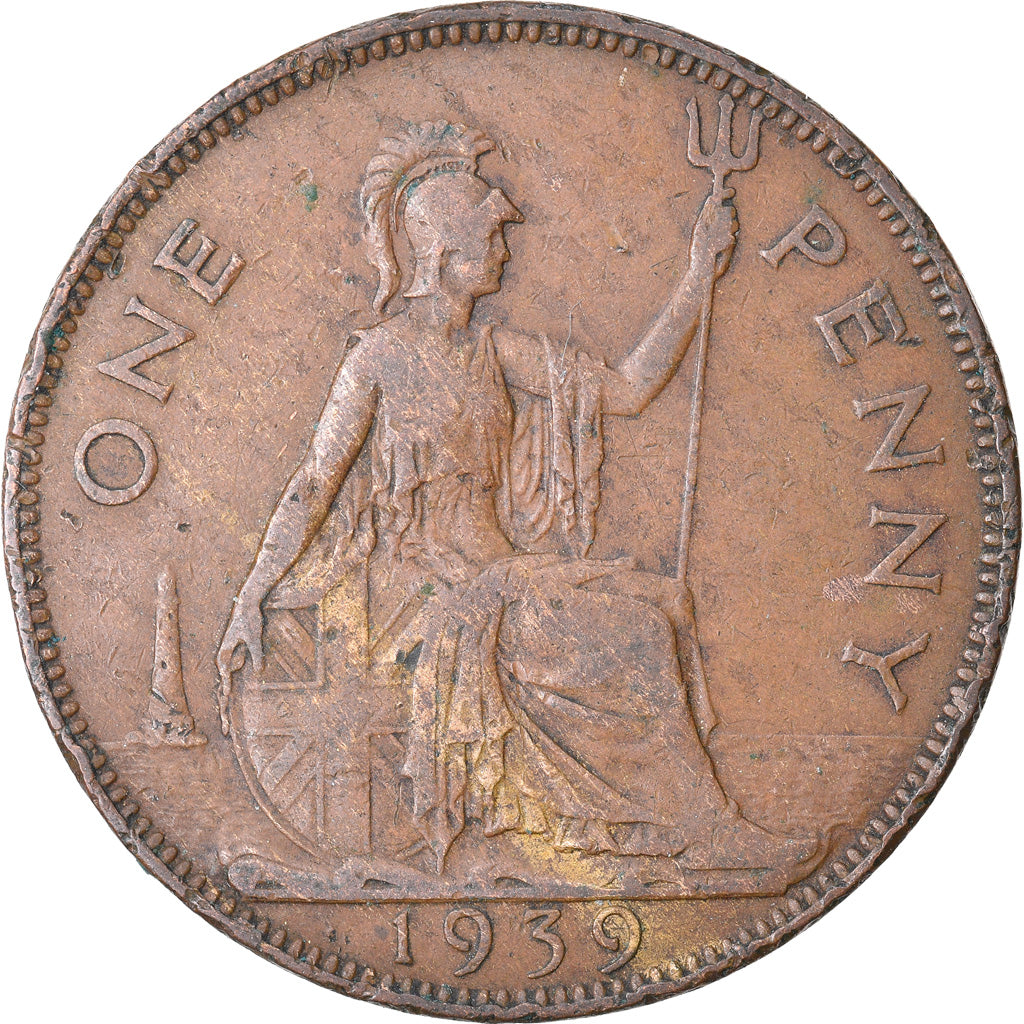 Moeda, Grã-Bretanha, George VI, Penny, 1939, VF(30-35), Bronze, KM:845