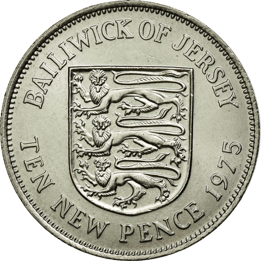 Monnaie, Jersey, Elizabeth II, 10 New Pence, 1975, SUP+, Copper-nickel, KM:33