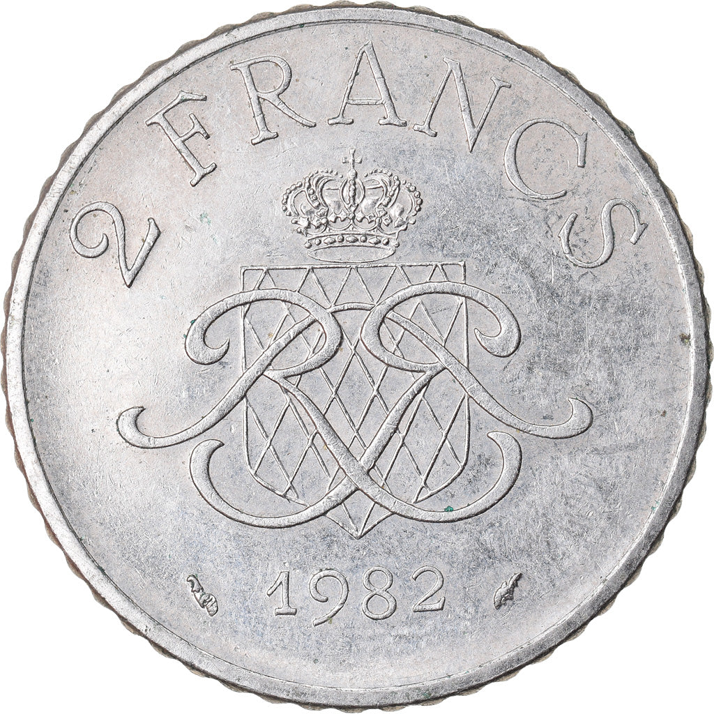 Coin, Monaco, Rainier III, 2 Francs, 1982, EF(40-45), Nickel, KM:157