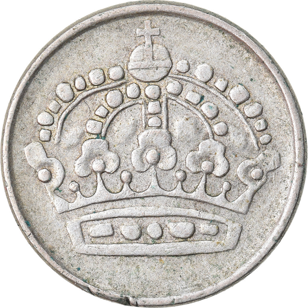 Moneda, Suecia, Gustaf VI, 25 Öre, 1957, BC+, Plata, KM:824