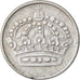 Moneda, Suecia, Gustaf VI, 25 Öre, 1957, BC+, Plata, KM:824