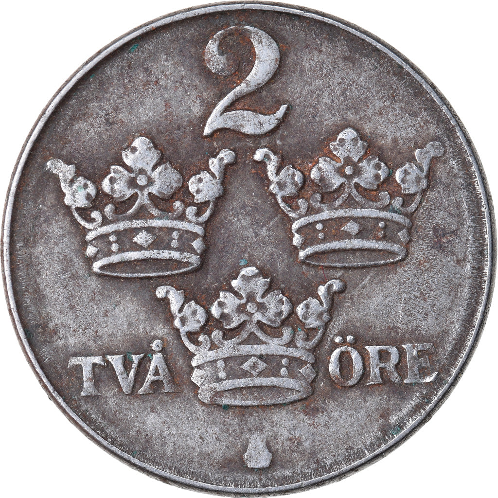 Moneta, Szwecja, Gustaf V, 2 Öre, 1943, VF(30-35), Żelazo, KM:811